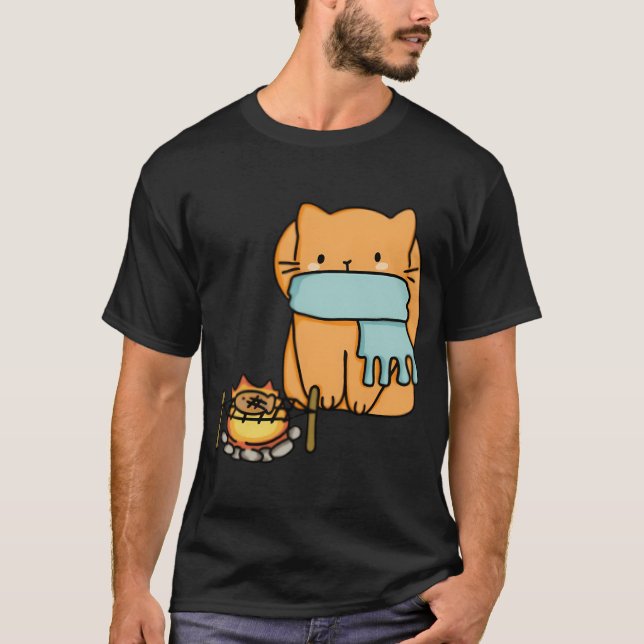Katt Taiyaki Fisk T Shirt (Framsida)