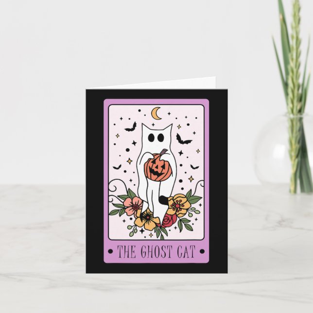 Katt Tarot Card Ghost Halloween Pumpkin Lov Kort (Framsida)