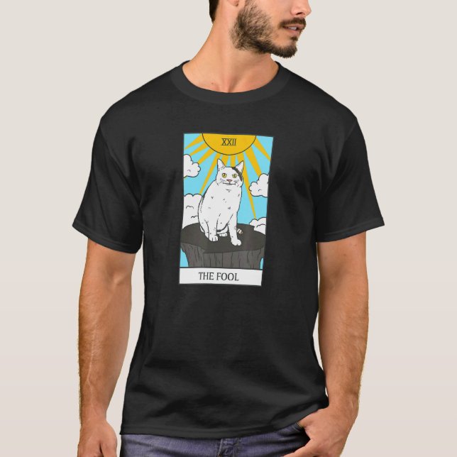 Katt Tarotkort Den Dumma Katt Leende T Shirt (Framsida)