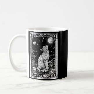 Katt Tarotkort Häxig Mån Hatt Halloween Svart Kaffemugg