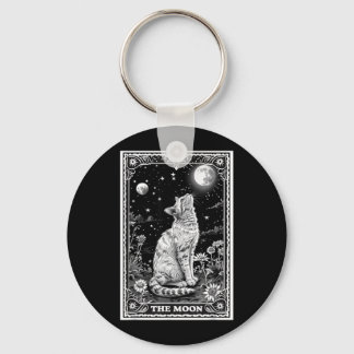 Katt Tarotkort Orollig Mån Hatt Halloween Svart Nyckelring