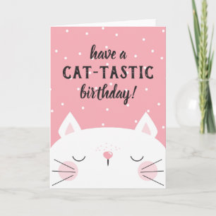 Katt-Tastic Birthday White Kitten Kort