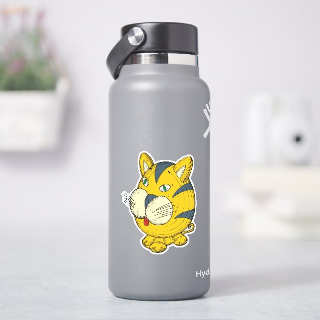 Katt-tecknad, klipp klistermärken (HydroFlask)
