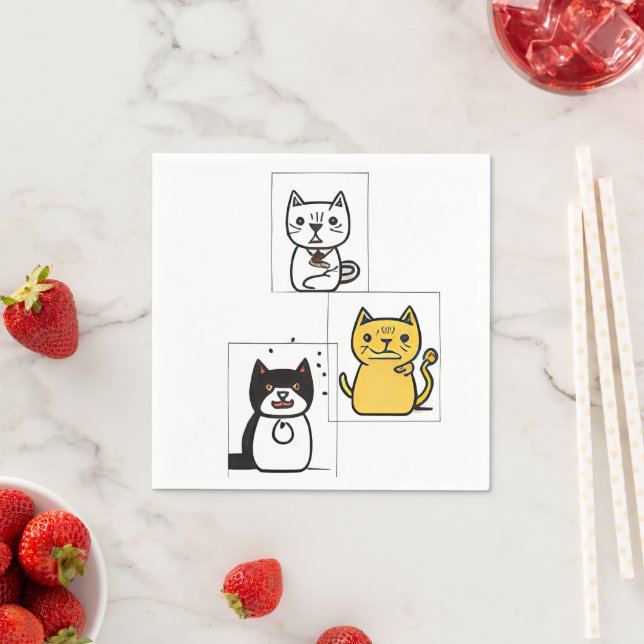 Katt-tecknad Pappersservett (Insitu)