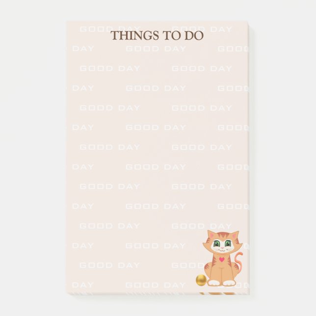 Katt Tecknad Personlig Sak att göra Post-it Block (Framsida)
