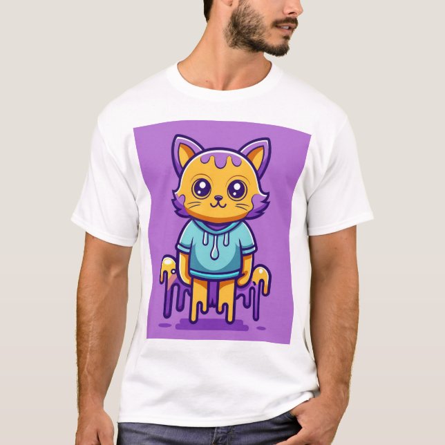 katt tecknad serie t shirt (Framsida)