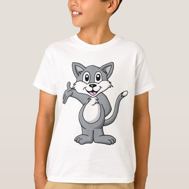 Katt-Tecknad T-shirt (Framsida)
