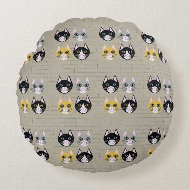 Katt tegel rund kudde (Framsidan)