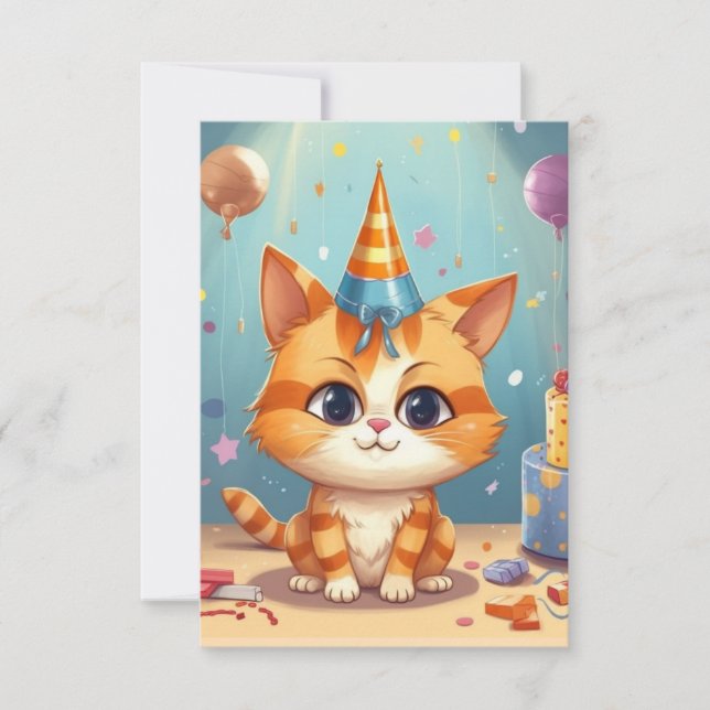 Katt-tema design orange katt söt tack kort (Framsida)