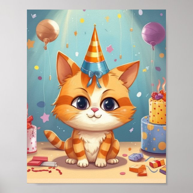 Katt-tema design röd katt söt poster (Framsidan)