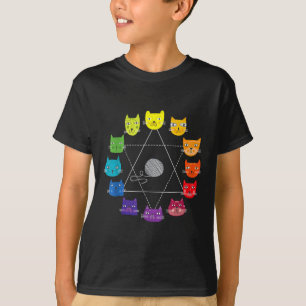 Katt-tema Konstnärsfärgshjulet Utbildningskonst Te T Shirt