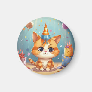 Katt-tema magnet röd katt söt