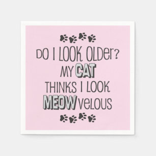 Katt temat Rosa Funny Birthday Papper Napkins Pappersservett