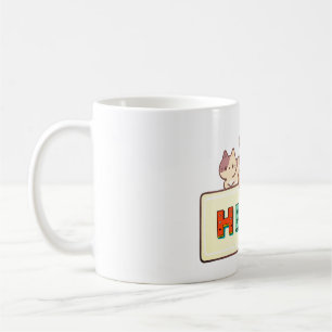 katt, textruta, lugg kaffemugg
