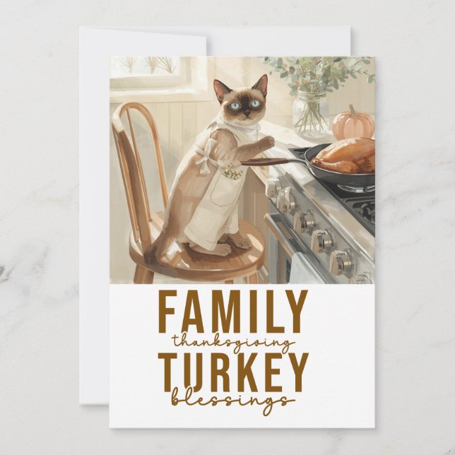 Katt Thanksgiving med Turkiet  Inbjudningar (Framsida)
