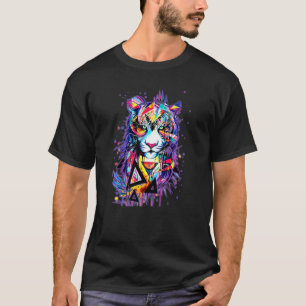Katt Tiger Skuggor Reflexion Stark Fet Djup Dime T Shirt