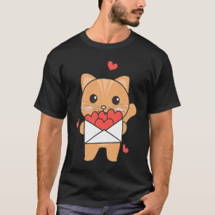Katt till Alla Hjärtans Dag söta djur med hjärtan T Shirt