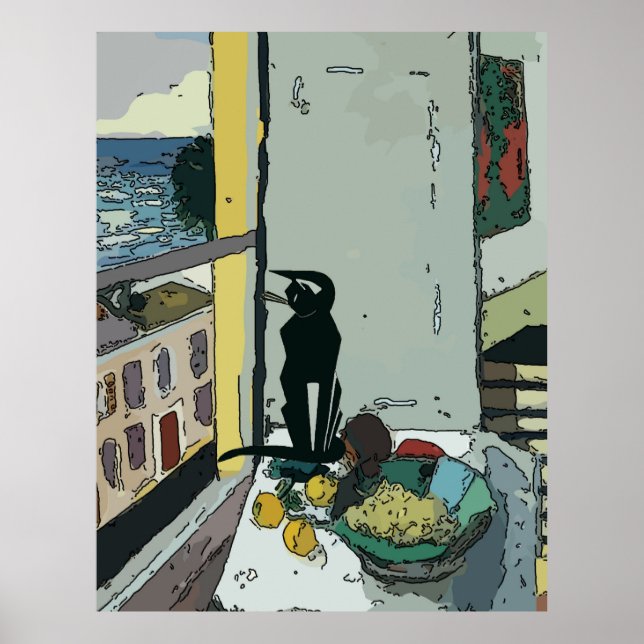 Katt Tittar från fönster Poster (Framsidan)