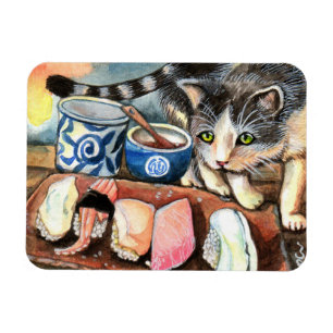 Katt Tittar i Sushi Magnet