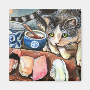 Katt Tittar i Sushi Magnet