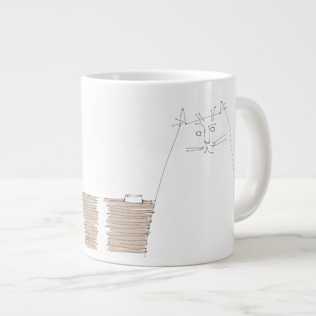 Katt tittar med tom skål jumbo mugg (Framsida höger)