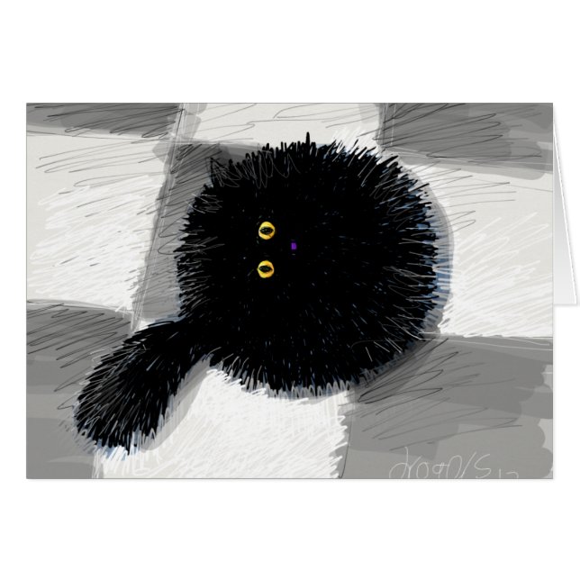 katt tittar upp hälsningskort (Framsidan Horizontal)