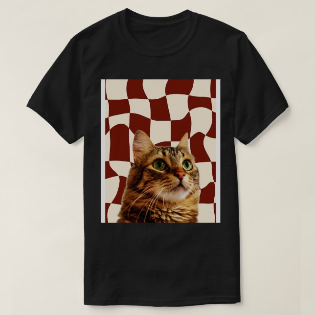 Katt tittar vid solnedgång 1 t shirt (Design framsida)