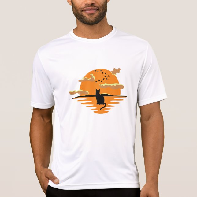 Katt tittar vid sunset T-Shirt (Framsida)