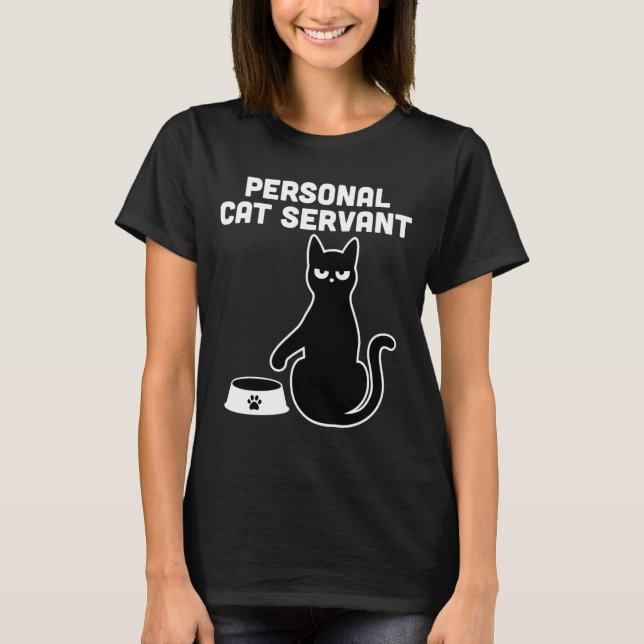 Katt Tjänare Långärmad Illustration T Shirt (Framsida)