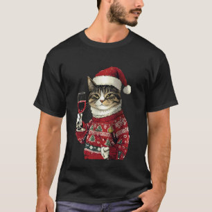 katt Toast Fira jul Konsttryck T Shirt