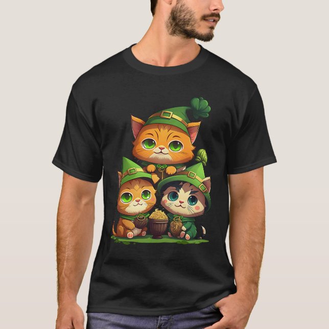 Katt Tomtar St Patricks Day Katt T Shirt (Framsida)
