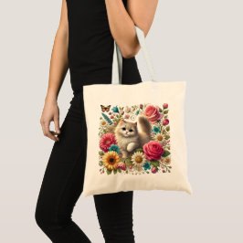 Katt-tote-Blommigt Tygkasse