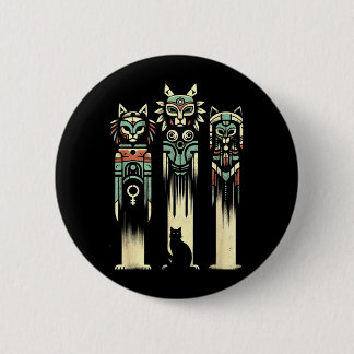 Katt totem andar - Vintage kuslig katt Halloween Knapp