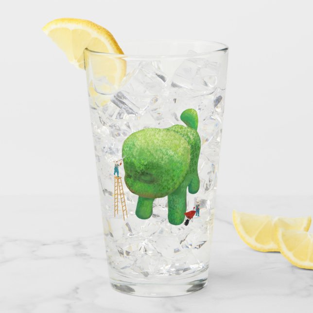 Katt Trädgårdsmästare Grön Topiary Djur Surreal Glaskopp (Framsida Ice)