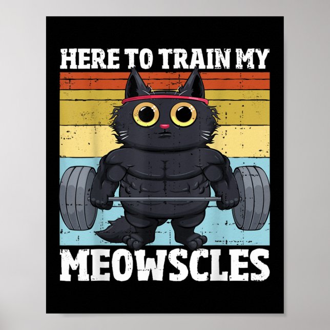 Katt Träna Mina Kattmuskler Rolig Gymträning Katt  Poster (Framsidan)