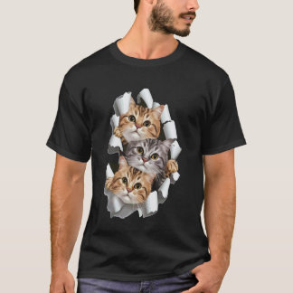 Katt Tröja, Katt T-shirt, Katt Sönderriven Klännin T Shirt