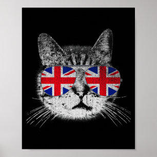 Katt Tröja Union Jack Flagga Land Retro England St Poster