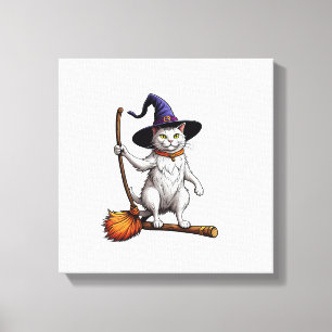 Katt Trollkarl Halloween Häxa Mystisk Kattälskare Canvastryck