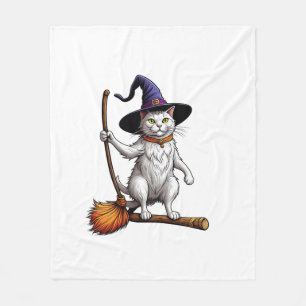 Katt Trollkarl Halloween Häxa Mystisk Kattälskare Fleecefilt