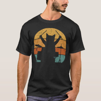 Katt Trummar Trumset Kattunge Spelar Musik T Shirt