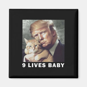 Katt Trump 9 Liv Genom Trump 2024 Vinst Seger Vinn Magnet