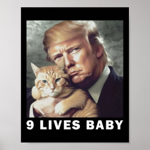Katt Trump 9 Liv Genom Trump 2024 Vinst Seger Vinn Poster