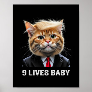 Katt Trump 9 Liv Genom Trump 2024 Vinst Seger Vinn Poster
