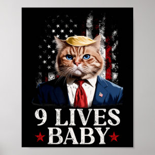 Katt Trump 9 Liv Genom Trump 2024 Vinst Seger Vinn Poster