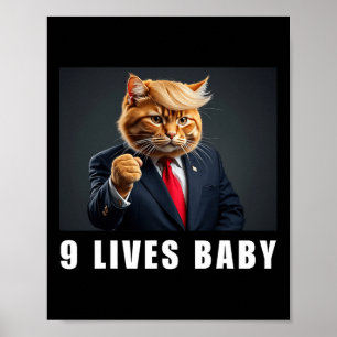 Katt Trump 9 Liv Genom Trump 2024 Vinst Seger Vinn Poster