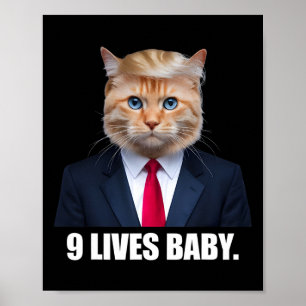 Katt Trump 9 Liv Genom Trump 2024 Vinst Seger Vinn Poster