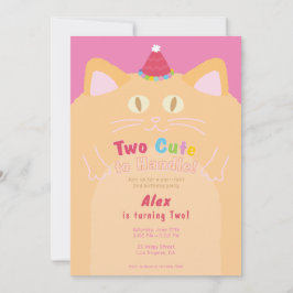 Katt "Två söta för att hantera" 2-årsdag Inbjudningar