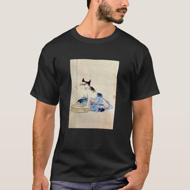 Katt tvättar hennes kropp, Utagawa Hiroshige Tee Shirt (Framsida)