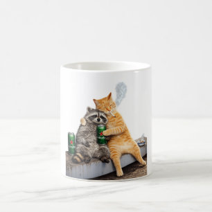 Katt Tvättbjörn Rökande Cigarett Vintage Meme Dr Kaffemugg