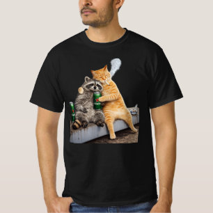 Katt Tvättbjörn Rökande Cigaretter Vintage Meme T Shirt